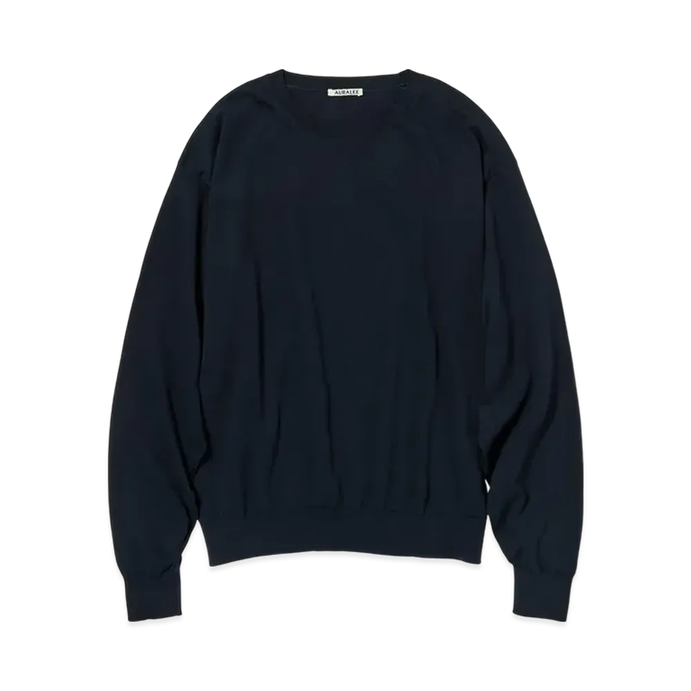 AURALEE Super High Gauge Cotton Knit P/O "Dark Navy"