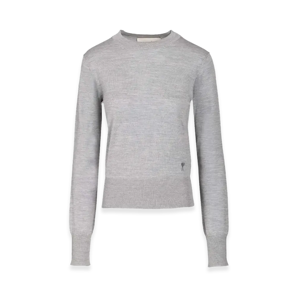 AMI PARIS Women's Crew Neck Sweater In Wool And Silk "Gray"
