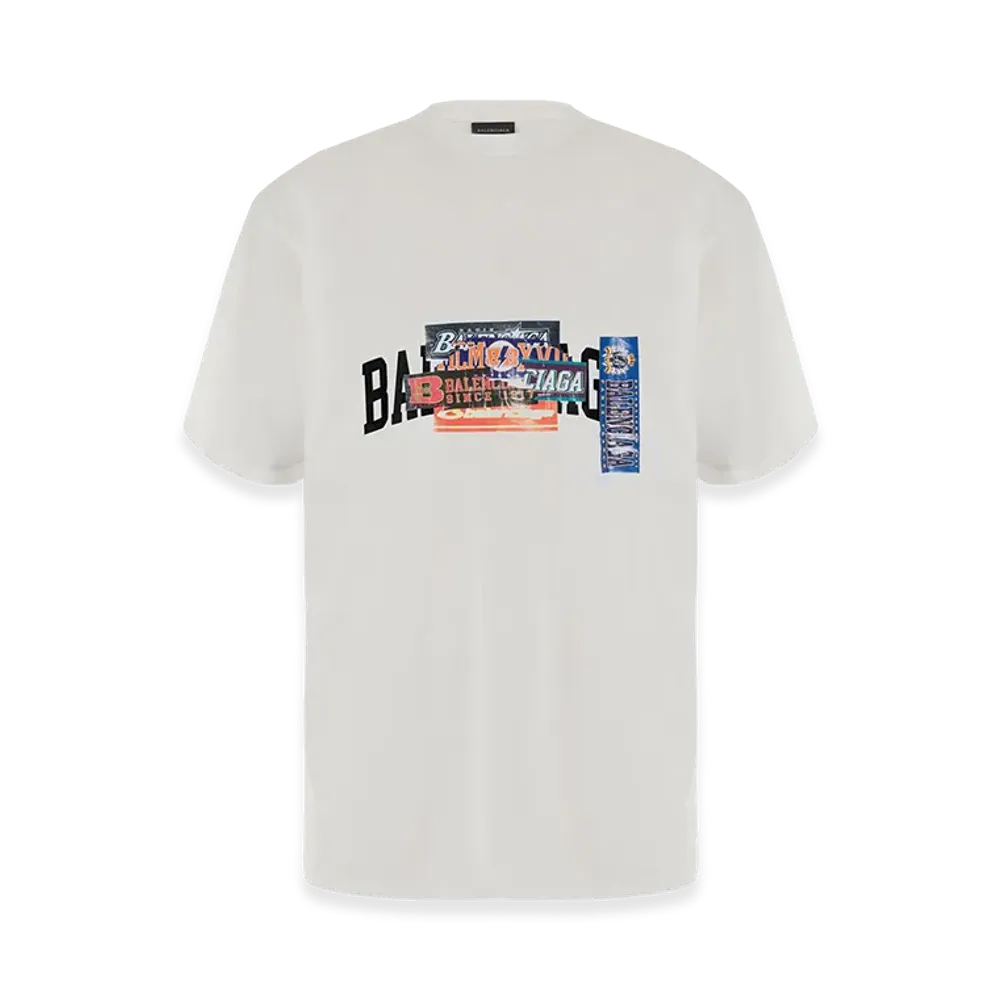 BALENCIAGA Medium Fit T-Shirt Bumper Stickers Dry Jersey "White"