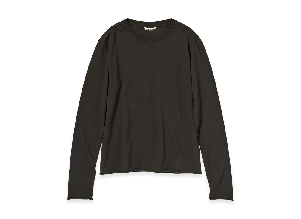 AURALEE Women's Brushed Organic Cotton Cashmere Jersey L/S Tee "Ink Black"