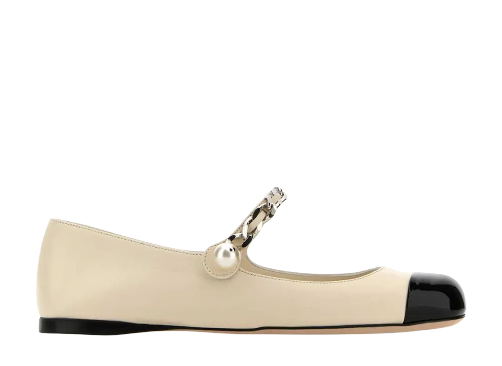 MIU MIU Women's Leather Ballerinas "Ivory"