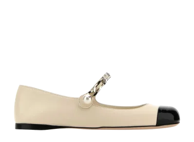 MIU MIU Women's Leather Ballerinas "Ivory"