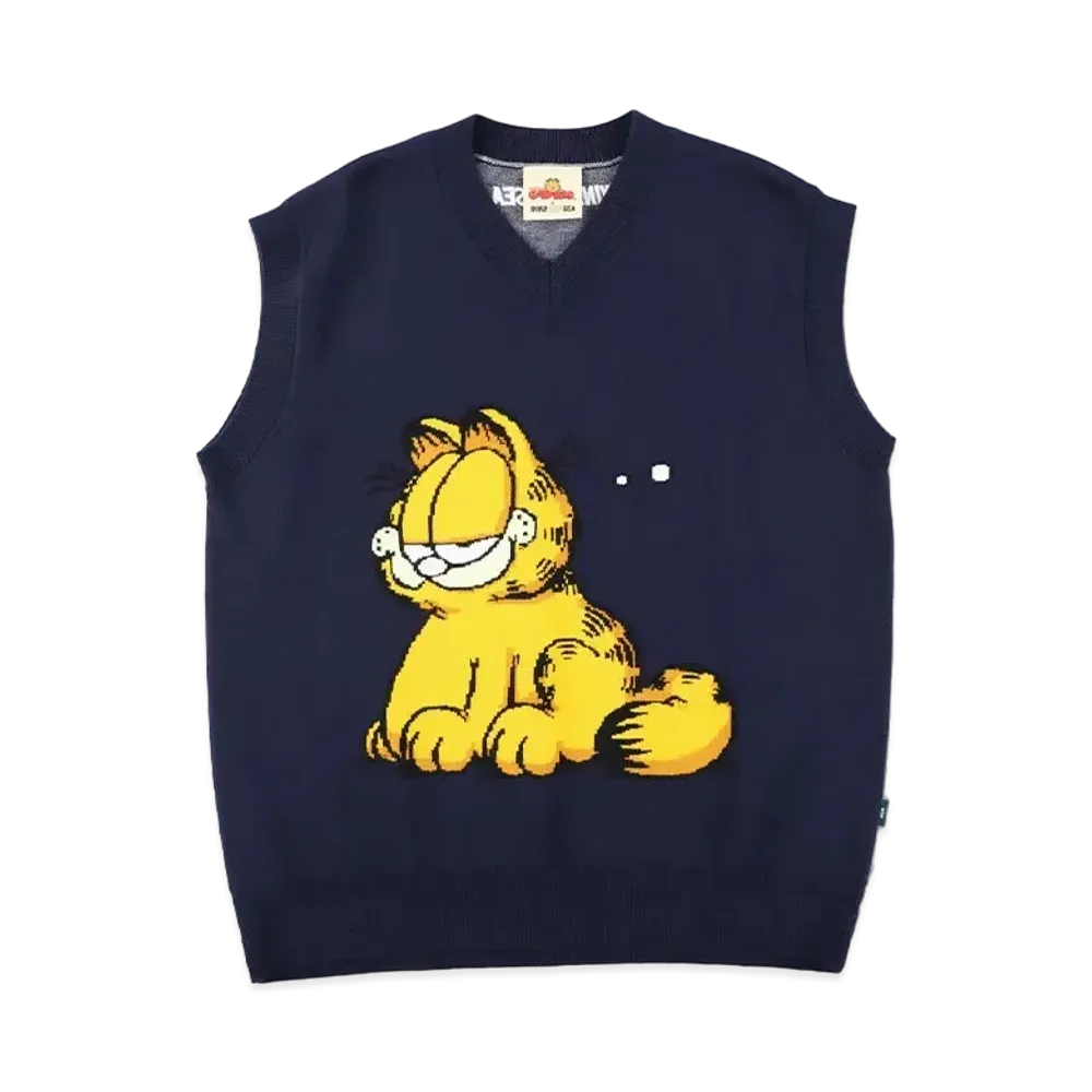 WIND AND SEA x GARFIELD Knit Vest "Navy"