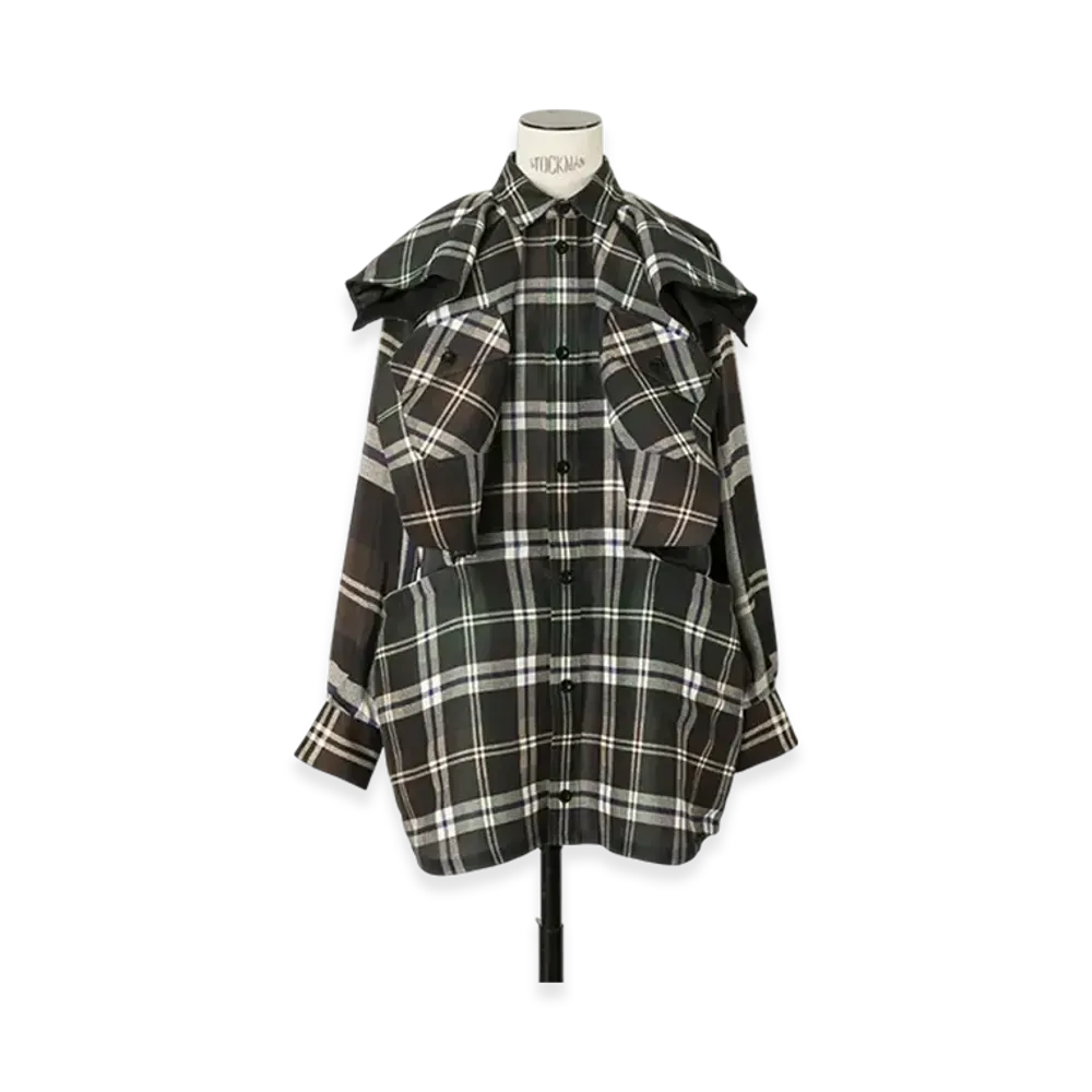 sacai Plaid Print Dress "Green/Brown"