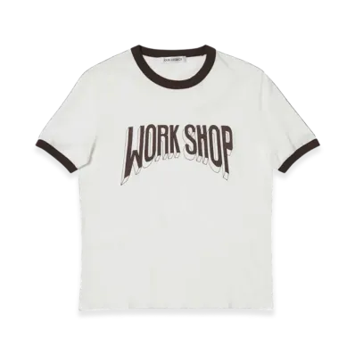 OUR LEGACY Work Shop Ringer T-Shirt "White Work Shop Print"