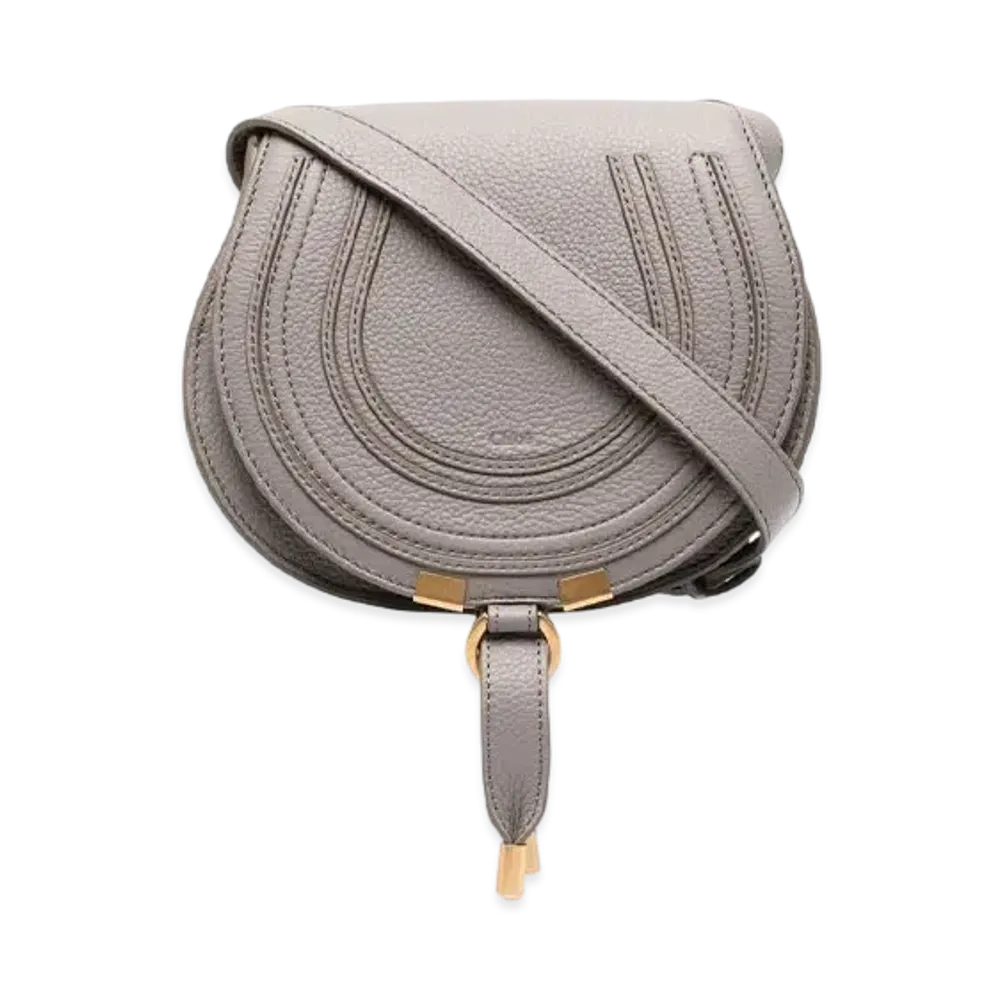 Chloe Mini Marcie Saddle Bag In Grained Calfskin "Grey"