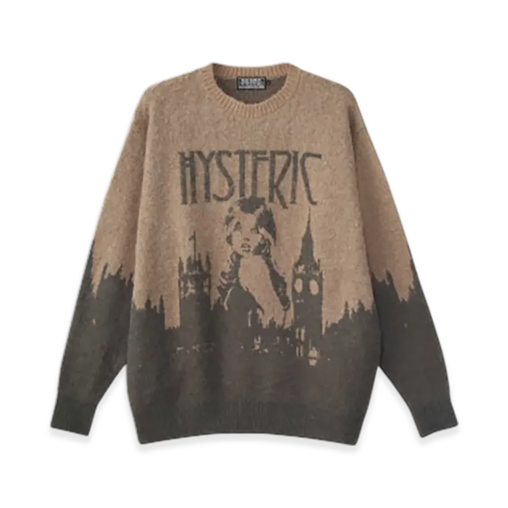 HYSTERIC GLAMOUR London Calling Jacquard Sweater "Beige"