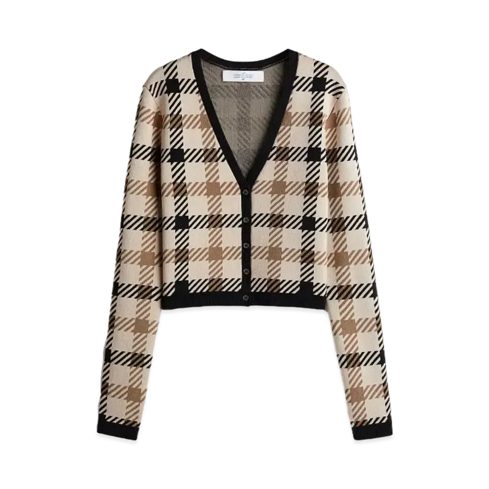 rokh x H&M Jacquard Knit Cardigan "Light Beige/Check"