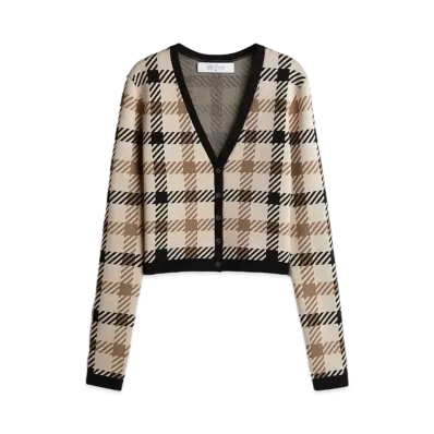 rokh x H&M Jacquard Knit Cardigan "Light Beige/Check"