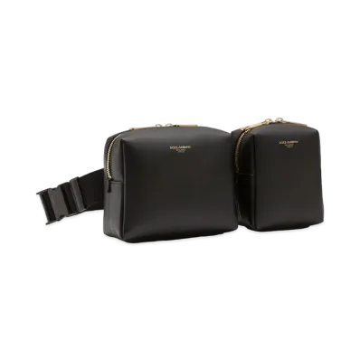Dolce&Gabbana Mon-Reale Waist Pouch Calfskin Brand Logo "Black"