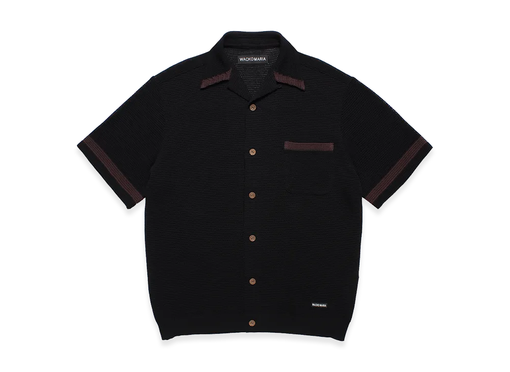 WACKO MARIA Knit Open Collar Shirt "Black"