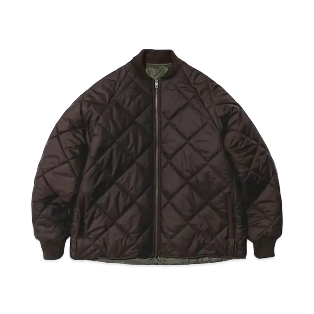 BEAMS x LAVENHAM Reversible Quilted Bomber "Brown/Olive"