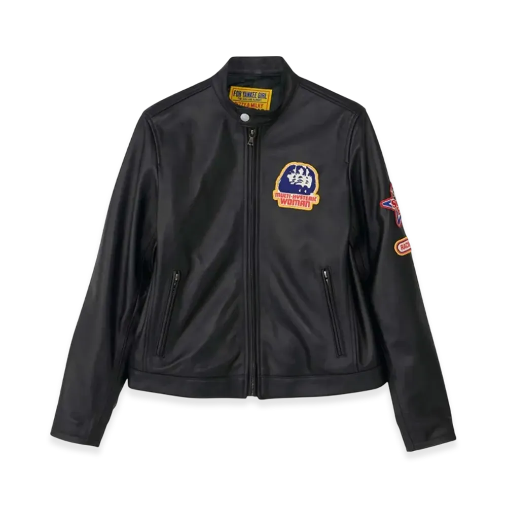 HYSTERIC GLAMOUR Cafe Racer Patch Lamb Leather Single Rider Jacket "Black"