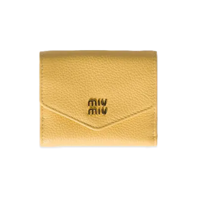 MIU MIU Vitello Daino Leather Flap Wallet "Yellow"