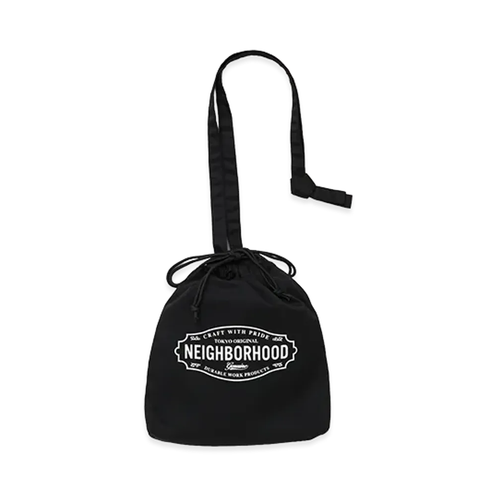 NEIGHBORHOOD Logo Drawstring Bag "Black"