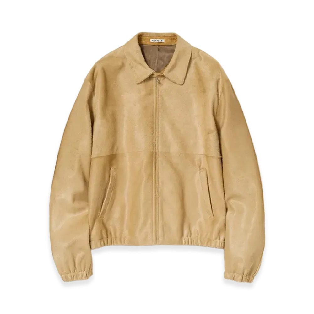AURALEE Calf Hair Zip Blouson "Beige"