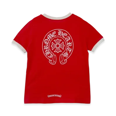 Chrome Hearts Back Horseshoe Print Ringer T-Shirt "Red/Beige"