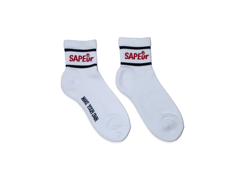 SAPEur Short Length Socks Red Logo Line Socks "White"
