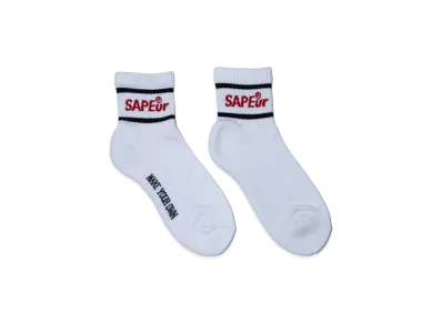 SAPEur Short Length Socks Red Logo Line Socks "White"