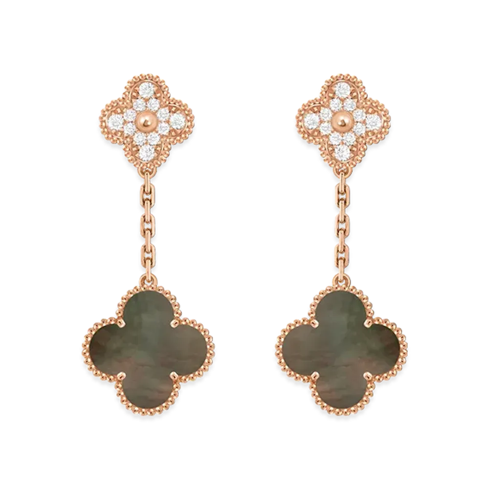 Van Cleef & Arpels Magic Alhambra earrings 2 motifs "18K Rose gold/Diamond/Mother-of-pearl"