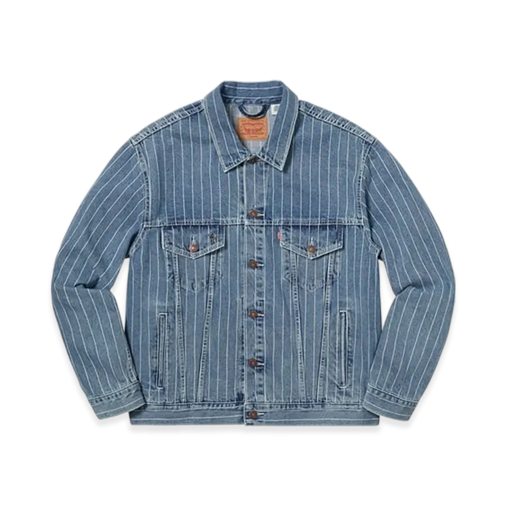 Supreme x Levi's Pinstripe Trucker Jacket "Blue"