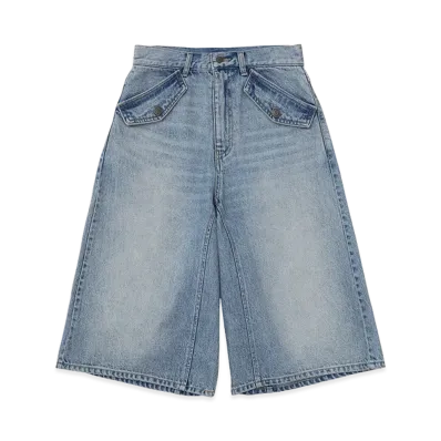 X-Girl Women's Flap Pocket Shorts "Light Indigo"