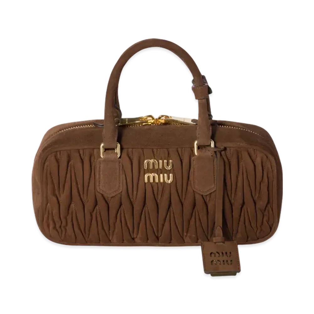 MIUMIU Arcadie Matelasse Suede Bag "Dark Brown"