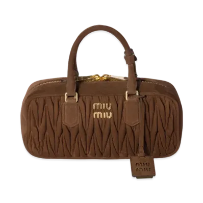 MIUMIU Arcadie Matelasse Suede Bag "Dark Brown"