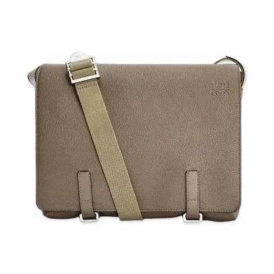 LOEWE Military Messenger Bag In Soft Grained Calfskin "Dark Moss"