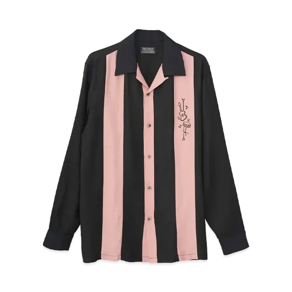 HYSTERIC GLAMOUR 50's Modern Embroidery Open Collar Shirt "Black"
