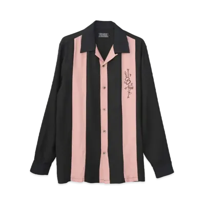 HYSTERIC GLAMOUR 50's Modern Embroidery Open Collar Shirt "Black"