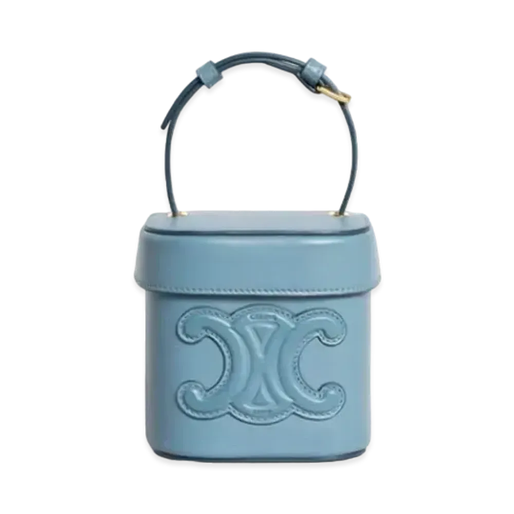 CELINE Small Box Cuir Triomphe In Smooth Calfskin "Denim"