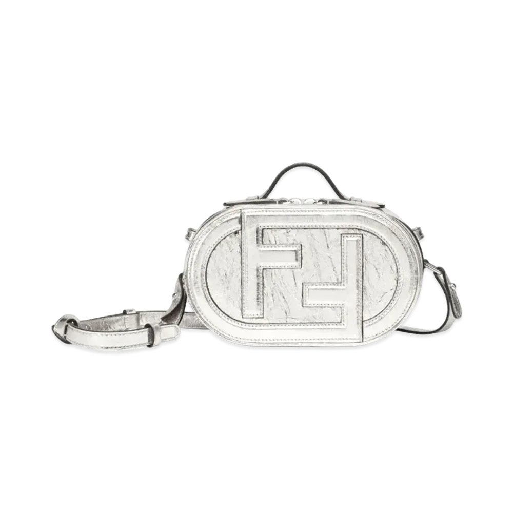 FENDI Aurock Camera Case Small Laminated Leather Mini Bag "Silver"