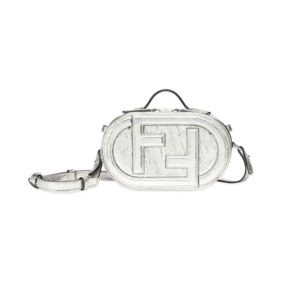 FENDI Aurock Camera Case Small Laminated Leather Mini Bag "Silver"