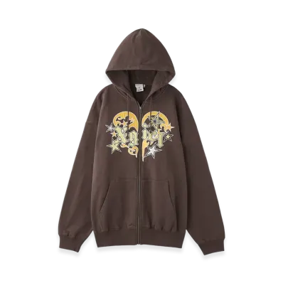 X-Girl Tribal Heart Zip Up Sweat Hoodie "Brown"