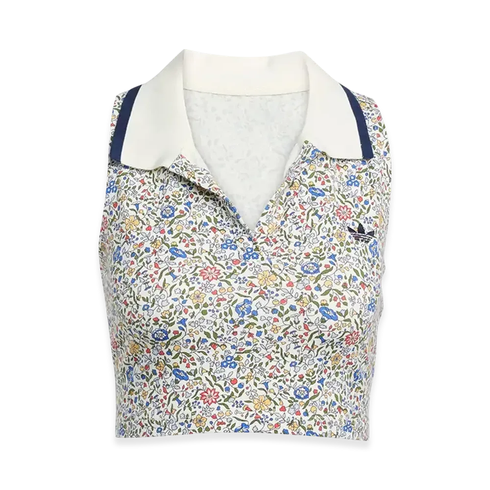 adidas x Liberty London Sleeveless Cropped Polo Shirt "Off White/Semi Lucid Red"