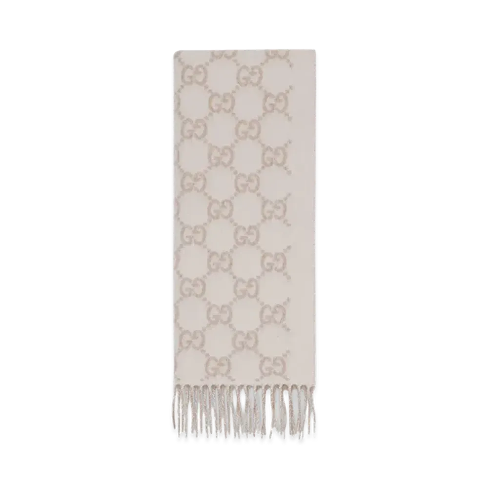 GUCCI Women's Embroidered Cashmere Reversible Scarf "Printed"