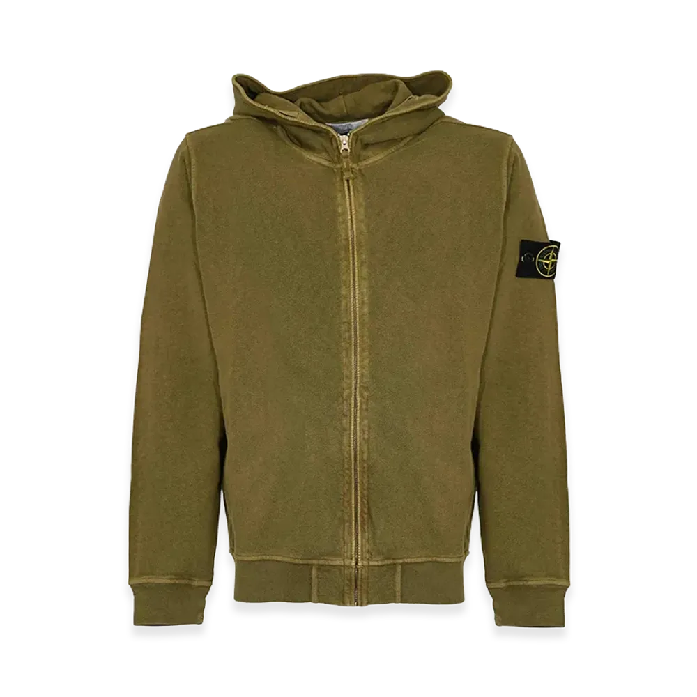 Stone Island Logo Patch Zip-Up Hoodie "Green"