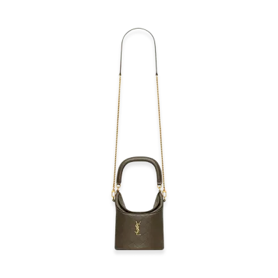 Saint Laurent Women's Mud Leather Gaby Bucket Bag "Green"