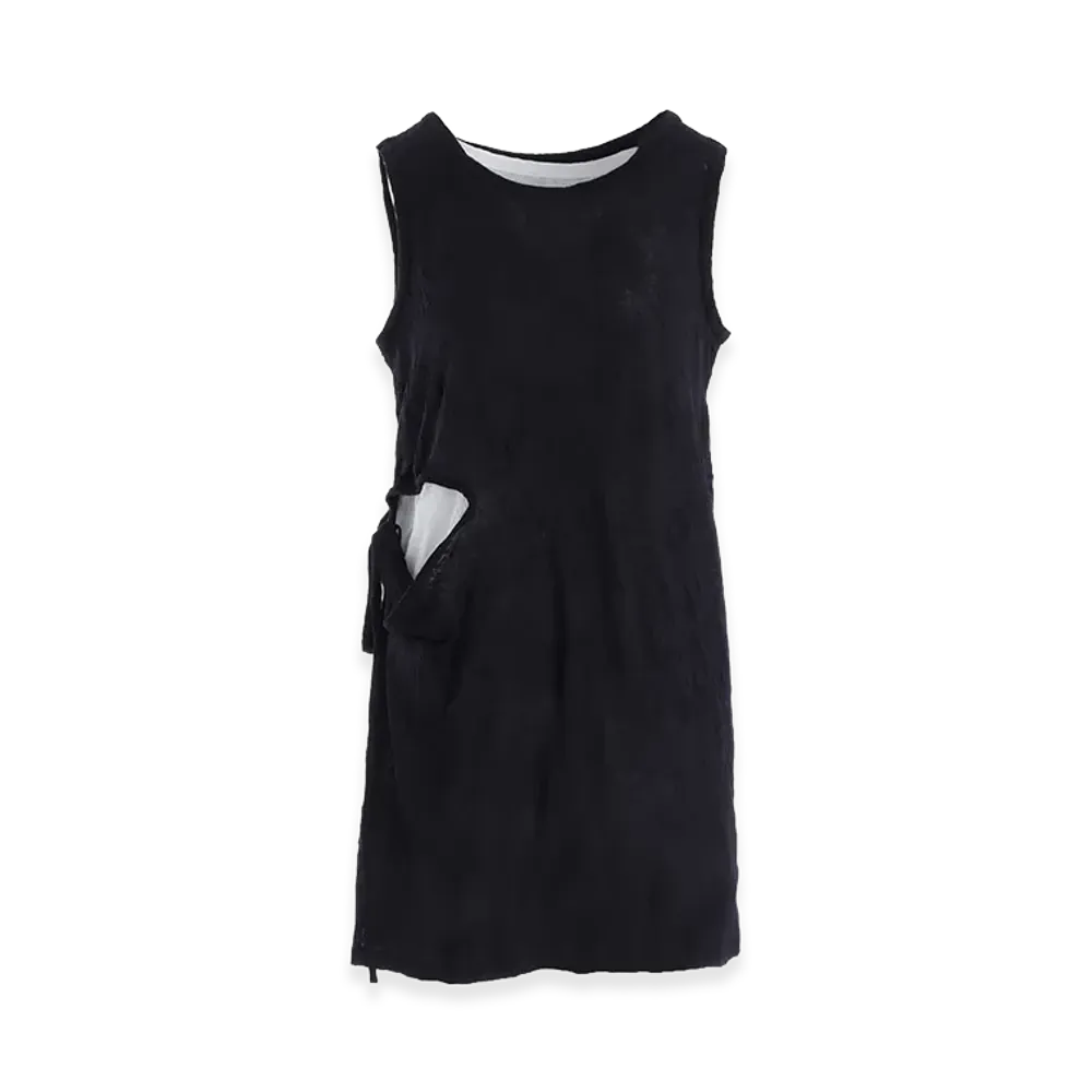 Y's Cotton Jersey Doubled Sleeveless Tee "White/Black"