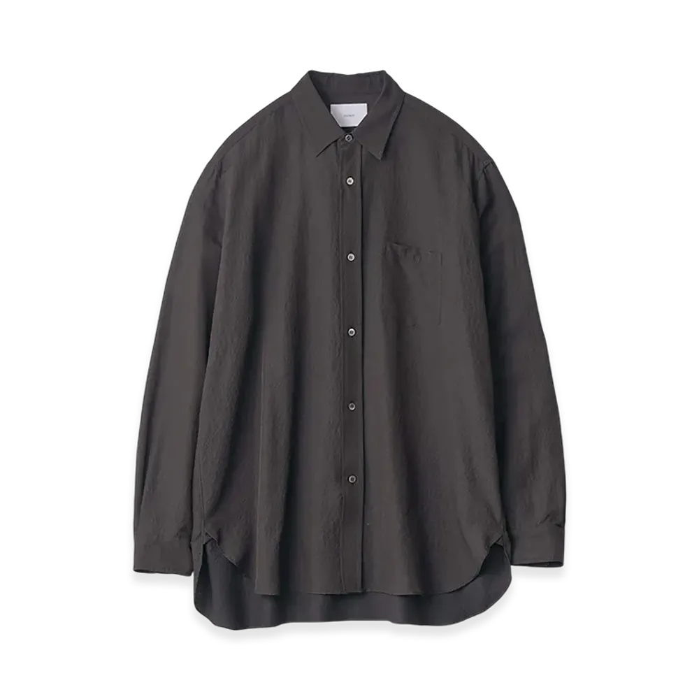 ssstein Wool Silk Oversized Placket Shirt "Dark Charcoal"