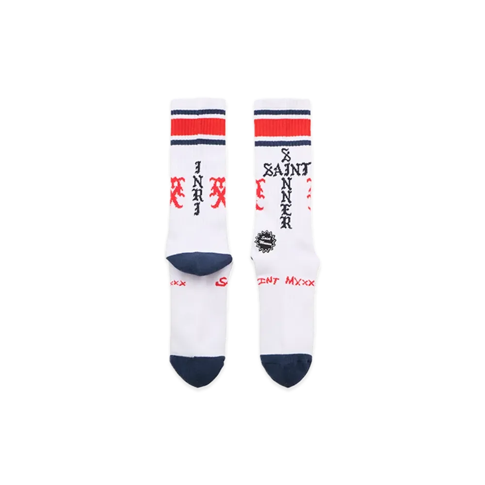 SAINT Mxxxxxx Socks Sinner "White/Red/Blue"