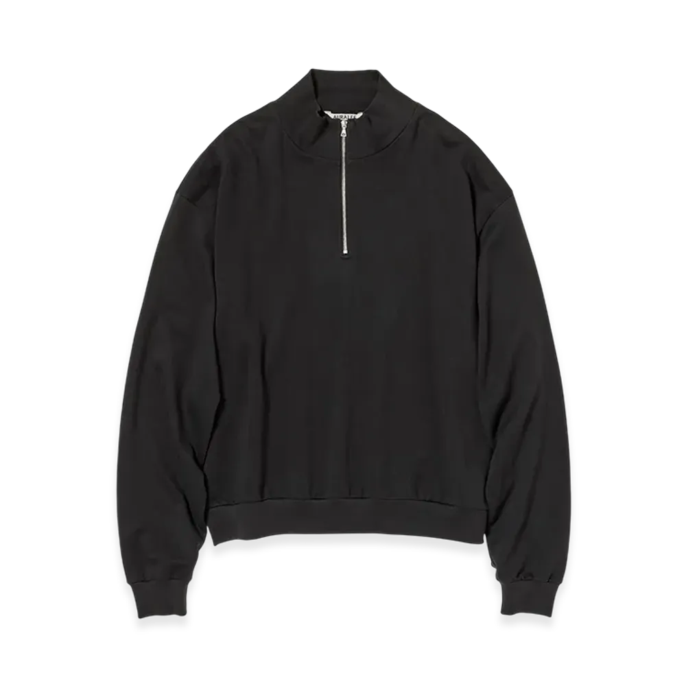 AURALEE Super High Gauge Sweat Half Zip P/O "Ink Black"
