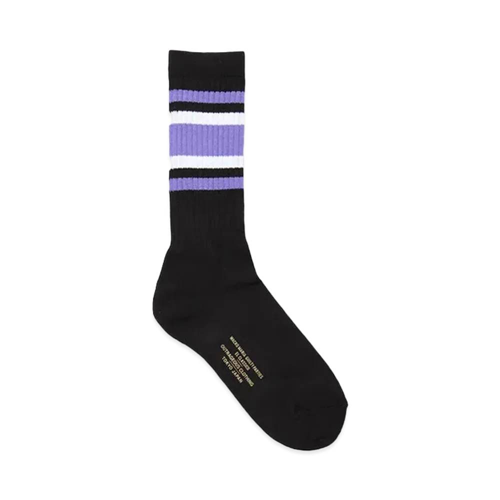 WACKO MARIA Striped Jacquard Socks "Black/Purple"