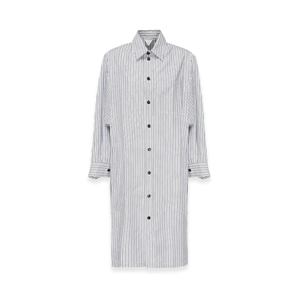 Bottega Veneta Women's Light Cotton Striped Dress "White"