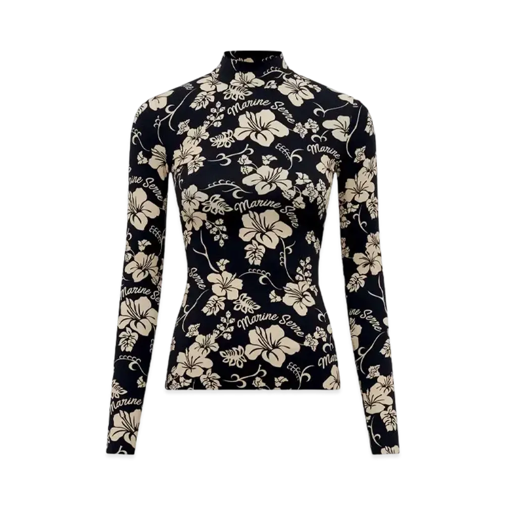Marine Serre Recycled Jersey High Neck Second Skin "Black"