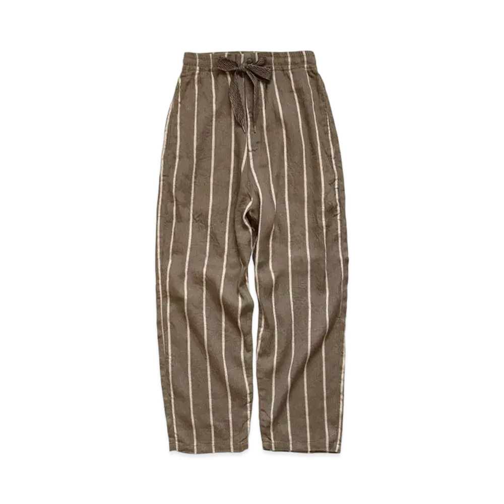 KAPITAL LINEN FILIZ STRIPED EASY PANTS "Brown"