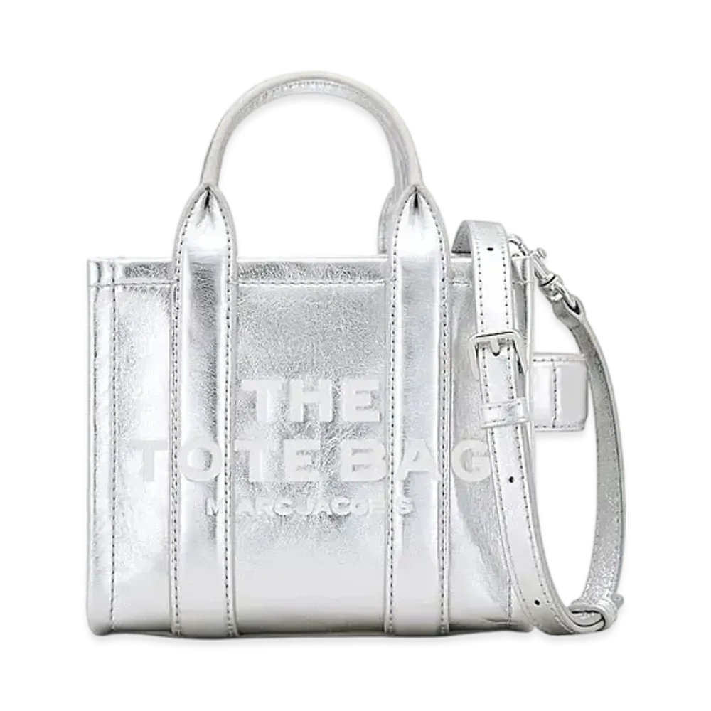 Marc Jacobs The Metallic Tote Bag Crossbody "Metallic Silver"