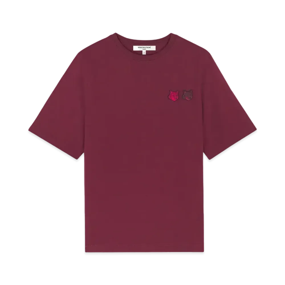 Maison Kitsune Double Bold Fox Head Patch Comfort T-Shirt "Burgundy"