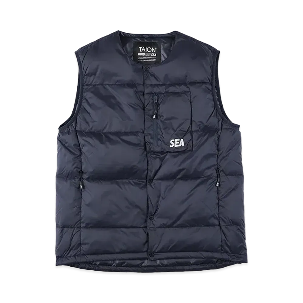 WIND AND SEA x TAION Inner Down Vest "Navy"